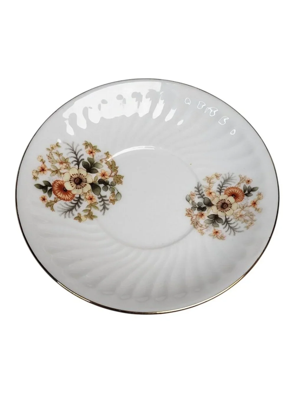 Vintage Demitasse Saucer ONLY featuring Wild Flowers Made In china White Orange